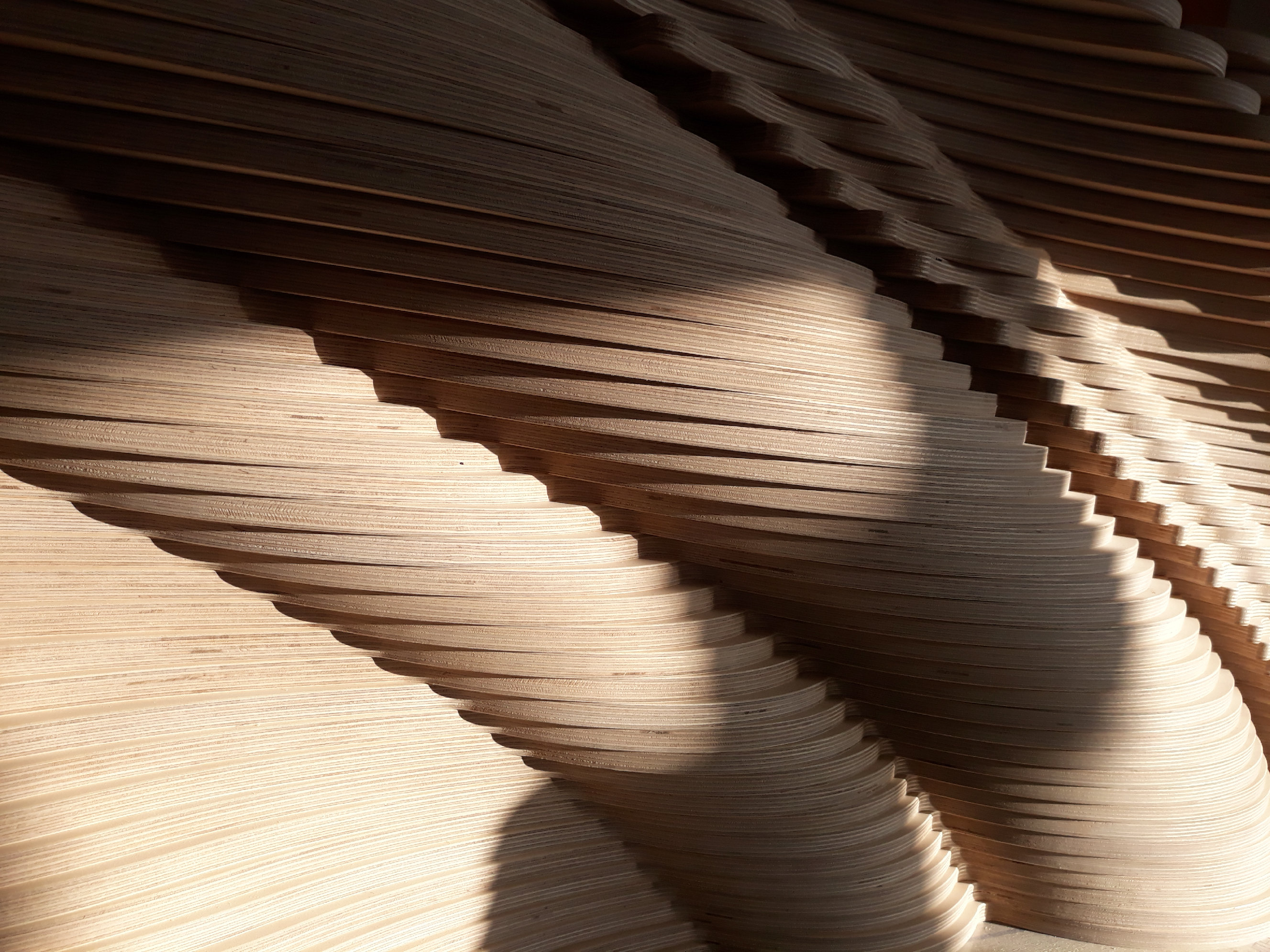 Milling Plywood - Waves 3D on the wall- www.wallwithwaves.com 